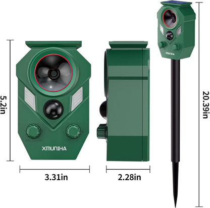 Répulsif d'Animaux à Ultrasons Alimenté par Solaire