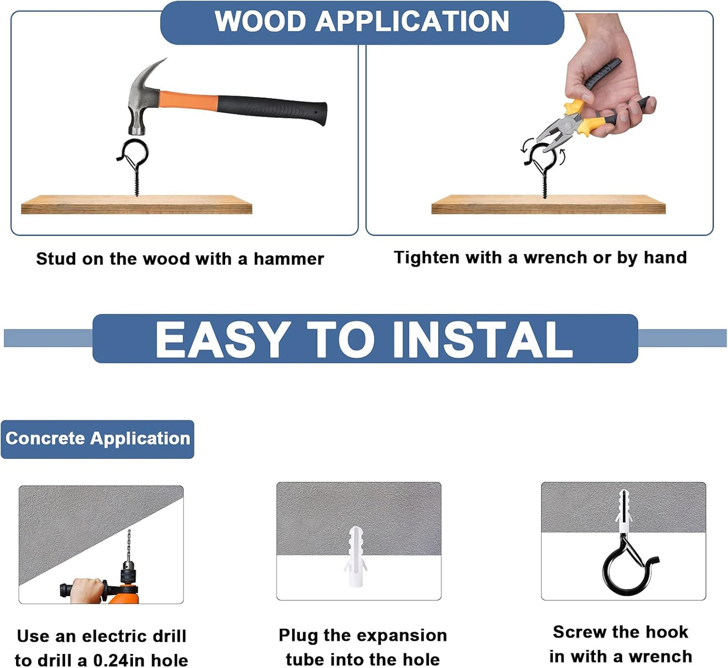 20 Crochets de suspension en Q avec boucle de sécurité 20 pièces