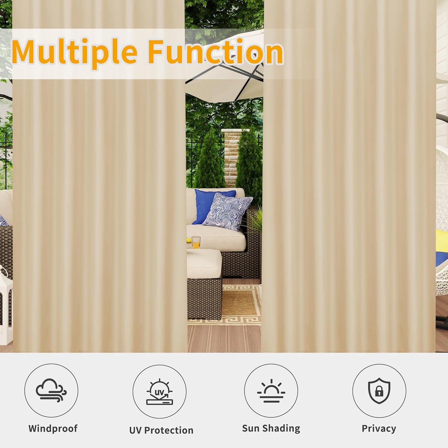 Rideaux de Terrasse / Extérieur Faciles à Installer (Détachables)