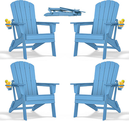 Chaise de Jardin Pliable Style Adirondack avec Support pour Tasse